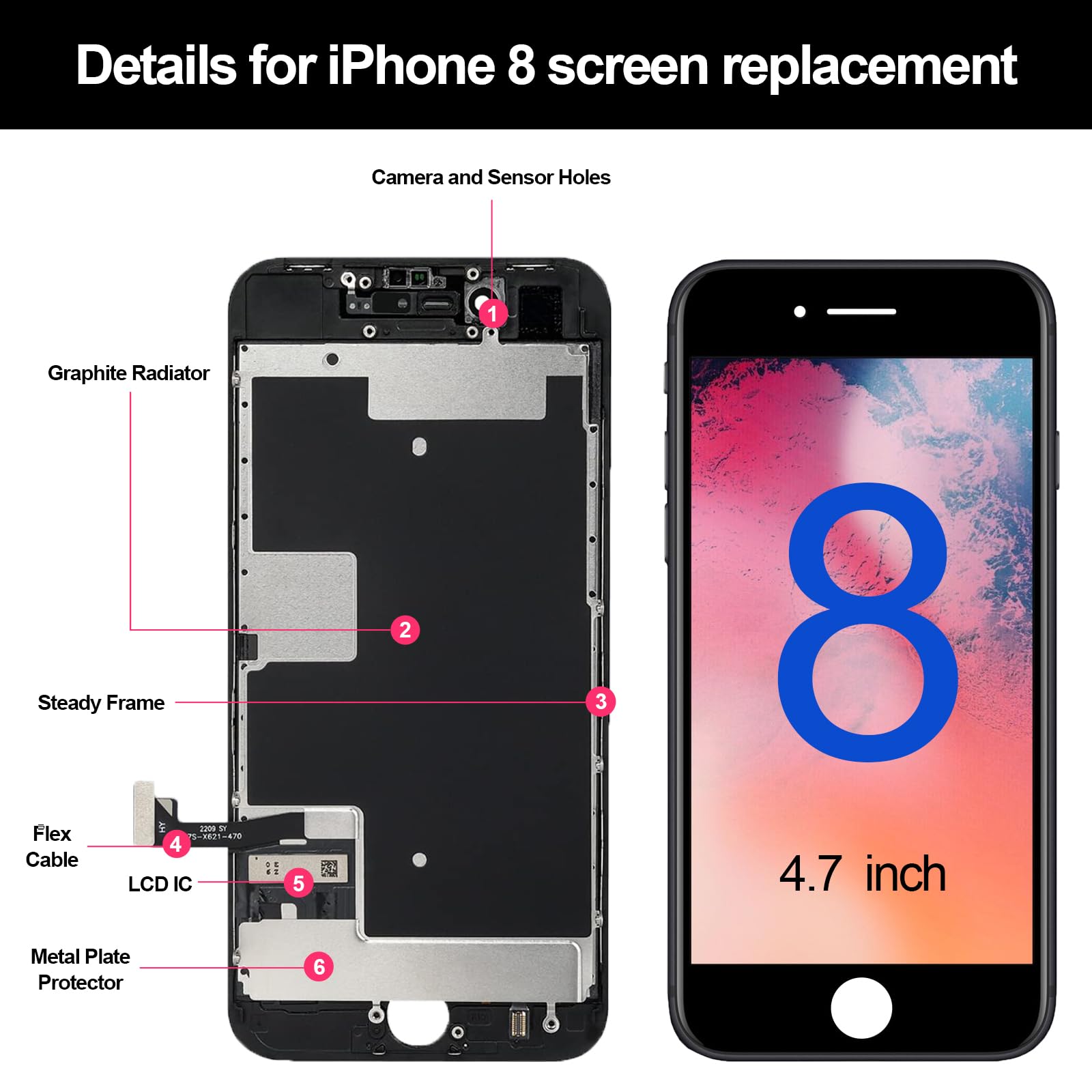 Amazon.co.jp: iPhone 8/ SE 2020 第2世代 スクリーン 交換用 ブラック